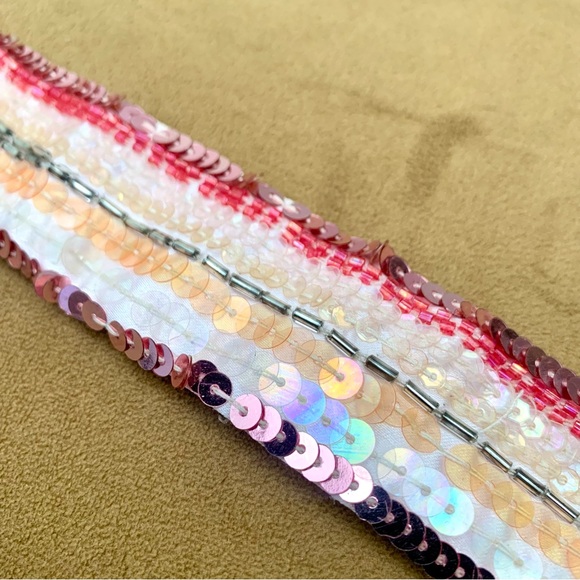 Sequined shimmer sparkly fabric tie belt - Picture 4 of 8